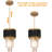 3-Tier Crystal And Aluminum Pendant Light With Adjustable Height, Black And Gold Finish