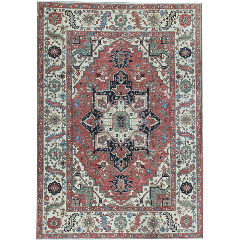 One-of-a-Kind Hand-Knotted High-Quality Red/Green/Black/Blue Area Rug