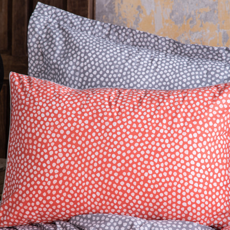 152 Thread Count Polka Dots 100% Cotton Percale Pillow Case, Orange