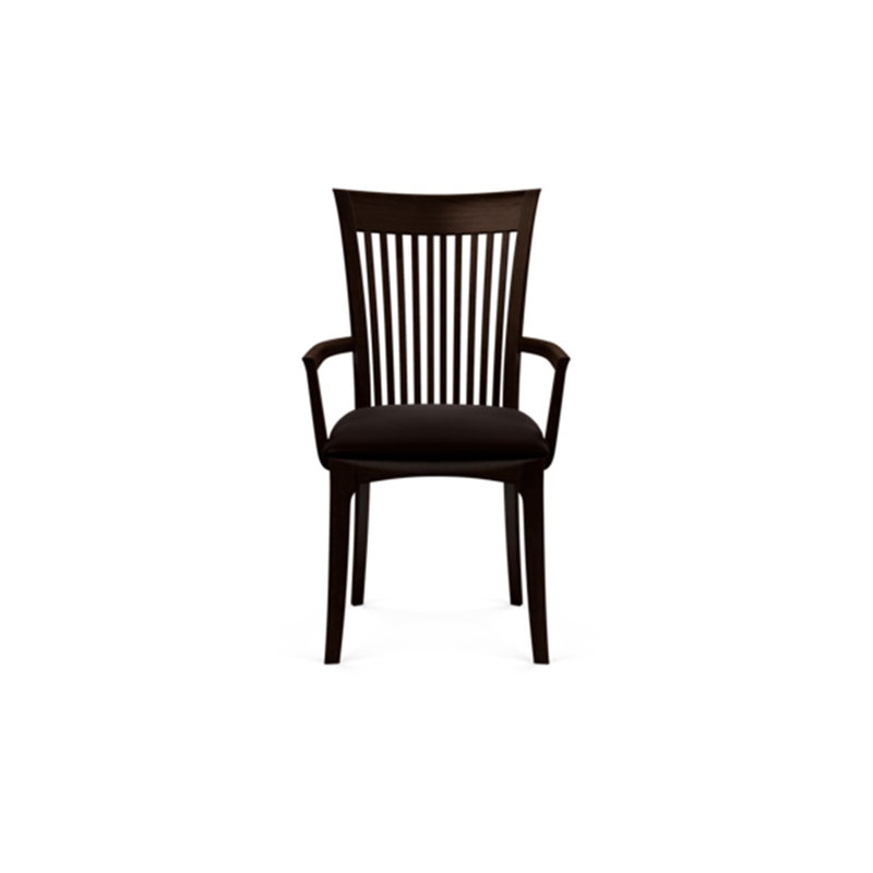 Sarah 19.25'' H Upholstered Armchair, Smoke Cherry, Ebony Leather