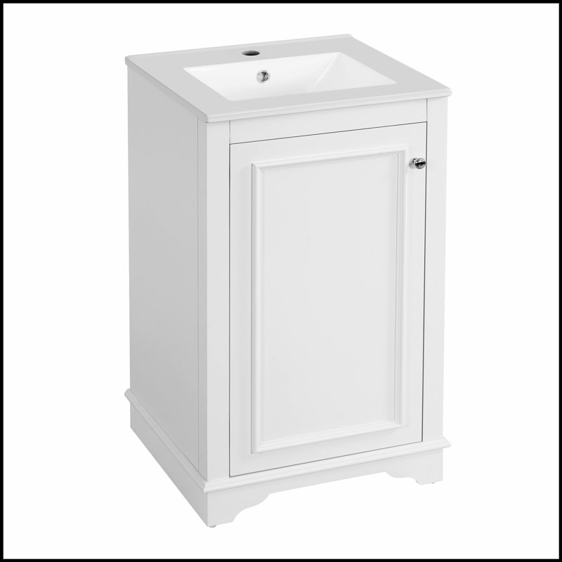 Meuble-lavabo de 20 pouces avec lavabo en céramique, ensemble de meuble-lavabo simple autoportant avec porte à fermeture douce et tablette réglable, style moderne