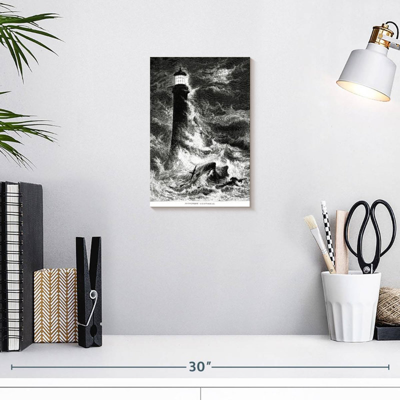 Lighthouse in storm Aletra, H 12 po x l 8 po