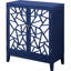 Console bleue à 2 portes - Design avec portes géométriques en miroir. Grand espace de rangement pour tous les espaces. Extérieur en bois et miroir. Intérieur élégant.
