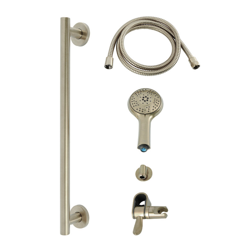Kingston Brass Made To Match Shower System With Slide/Grab Bar And Hand Shower, Brushed Nickel