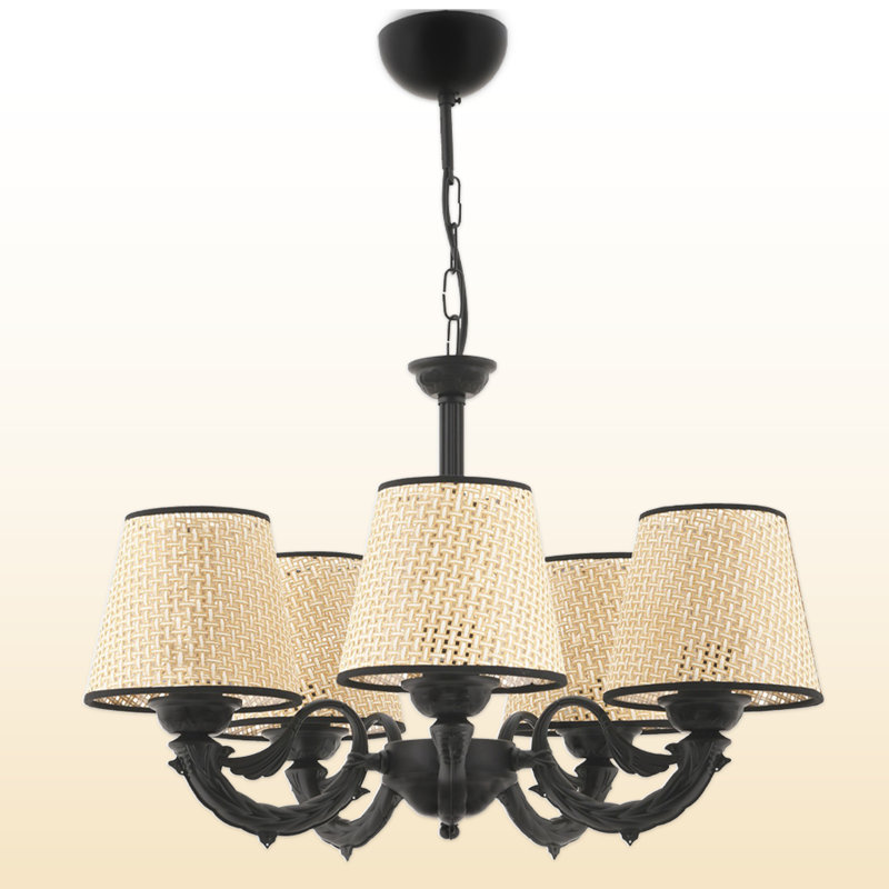 Lustre classique 5 lumières, Noir/crème, Noir