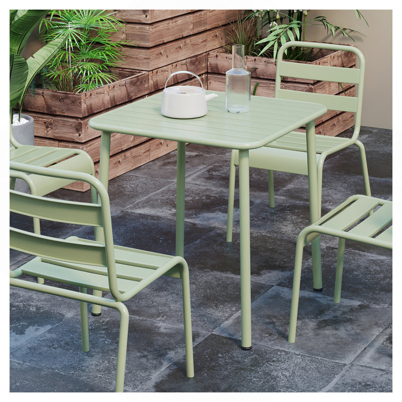 Table carrée (verte) Table de cour extérieure Table de salle à manger en plein air Villa, Vert antique