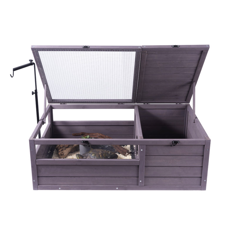 Cedar Wood Tortoise Habitat with Adjustable Lamp Holder