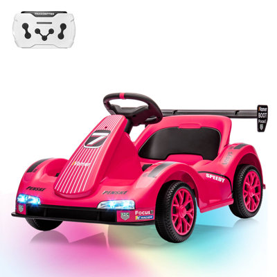 Electric Go Kart Ride On Car for Kids, 2 Motors with Remote Control, Safety Belt, Speed Adjustment, LED Lights & Music