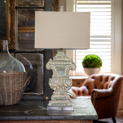 Resin Table Lamp With Linen Shade