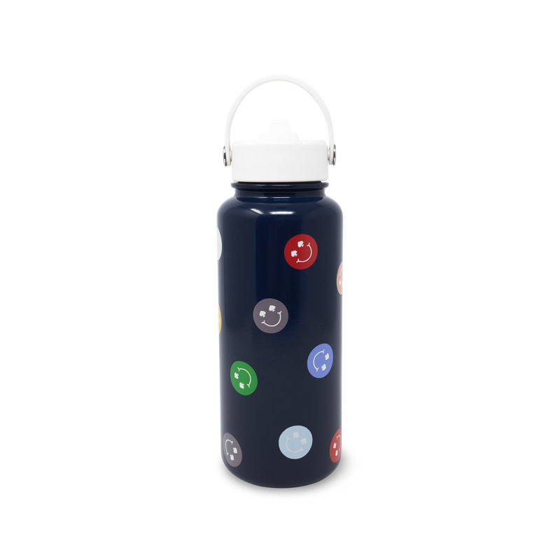 Stainless Steel Water Bottle With Sling, Spade Smiley