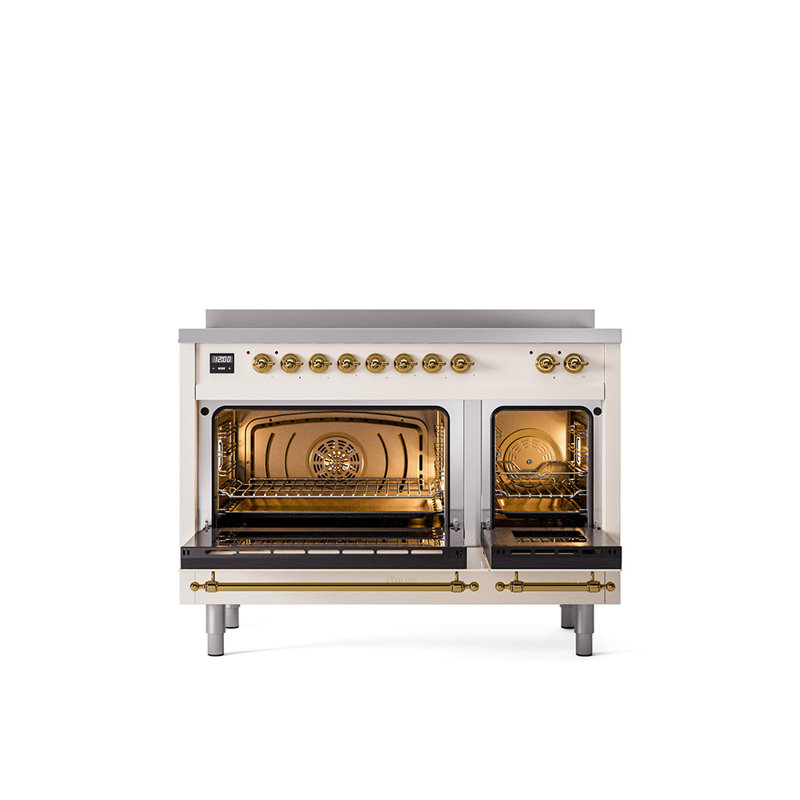 ILVE Nostalgie II 48 in Induction Range, Antique White/Brass