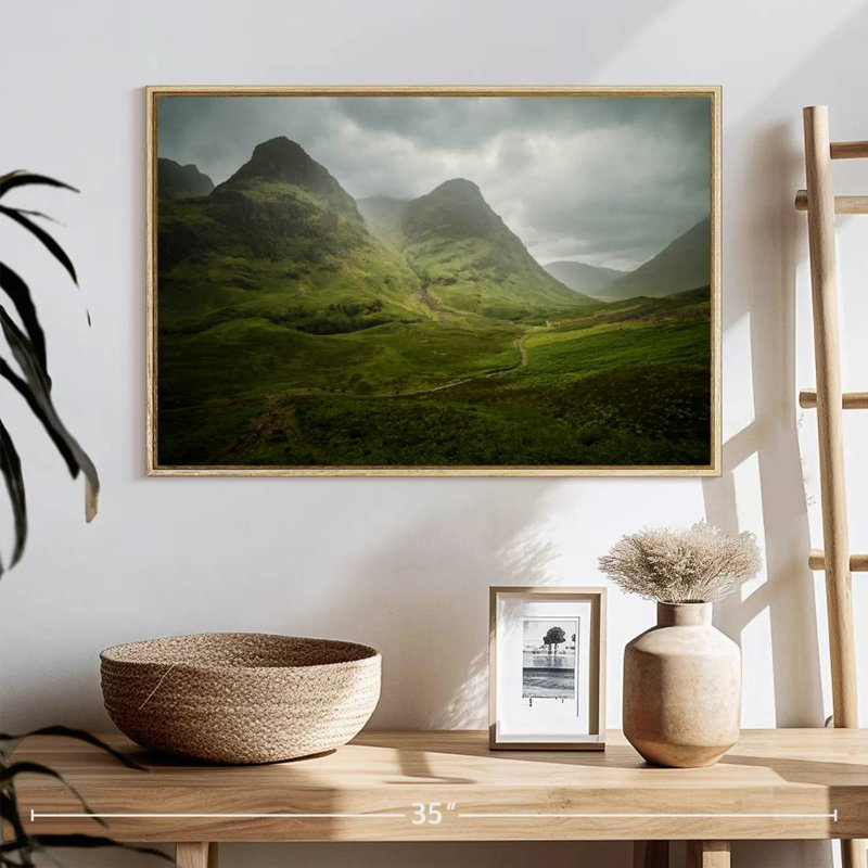 Écosse «The Road To Glencoe», Cadre flottant en bois naturel, 25 po x 17 po