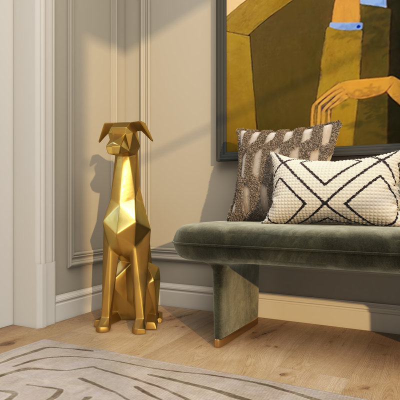 Gold Geometric Resin Dog Sculpture