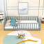 Lit simple en bois avec clôture-40852867