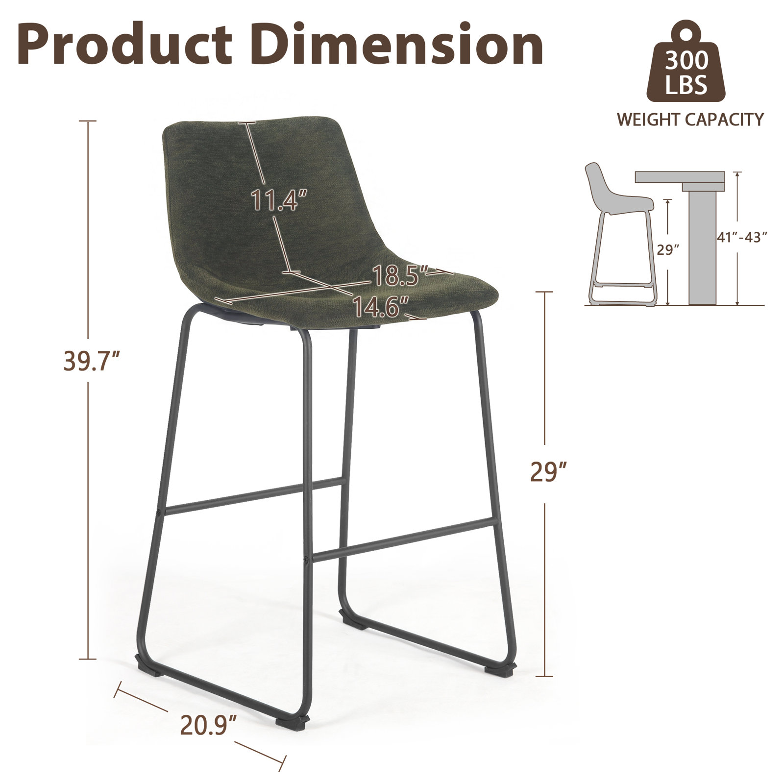 Anke Bar and Counter Stool, Bar Stool (29" Seat Height), Green