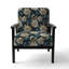 Chaise à accoudoirs rembourrée bohème et éclectique bleu et blanc Daisy Dynasty
