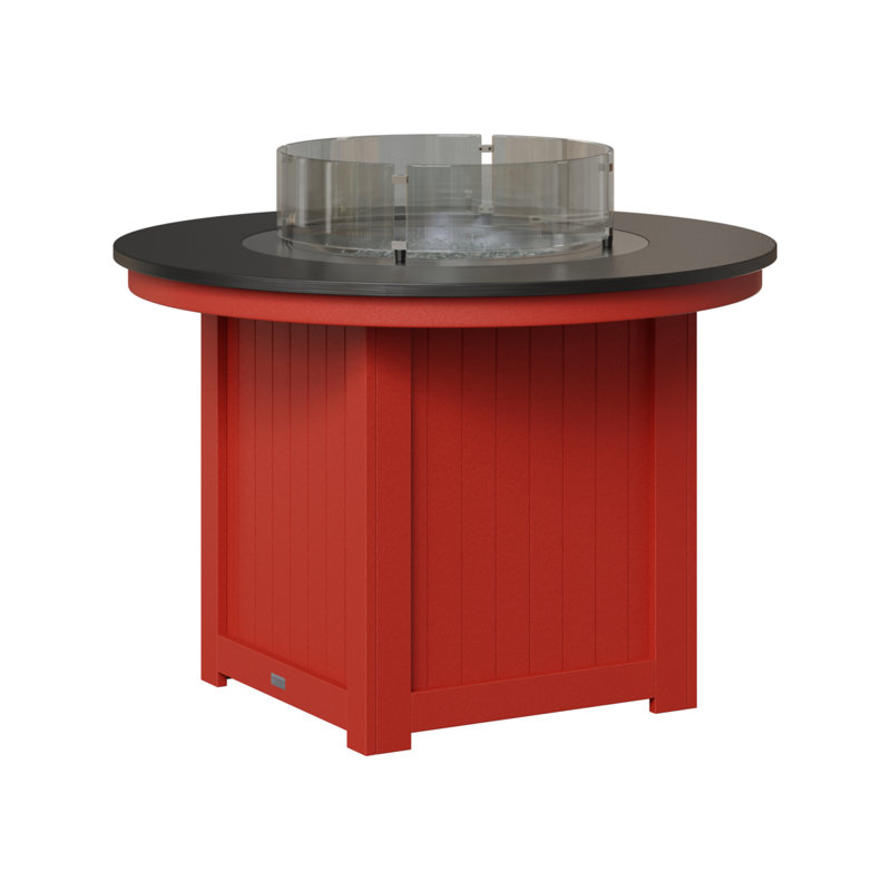 Foyer de table rond Berlin Donoma, H 37 po x l 44 po x P 44 po, Plateau martelé noir avec base rouge écarlate