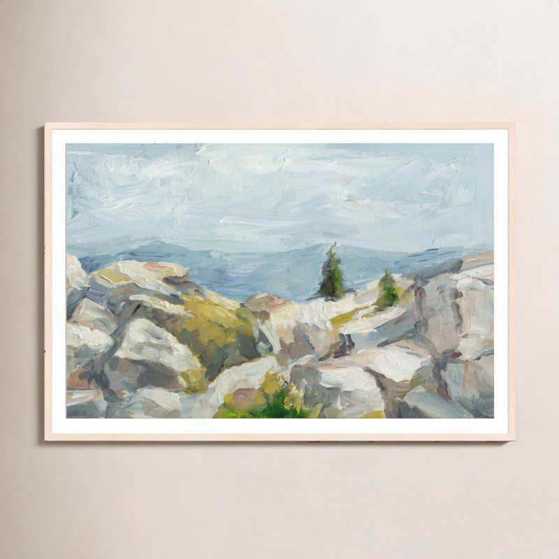 Impasto Mountainside III Painting, 37.8" H x 53.8" W x 1.18" D, Maple