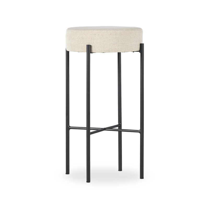 Tabouret de bar et de comptoir Eugenia, Tabouret de comptoir (siège d'une hauteur de 26 p, Savile lin - beige