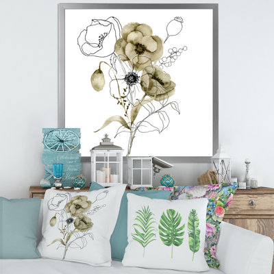 Anémone Bouquet de fleurs avec des branches d'eucalyptus - Peinture sur toile