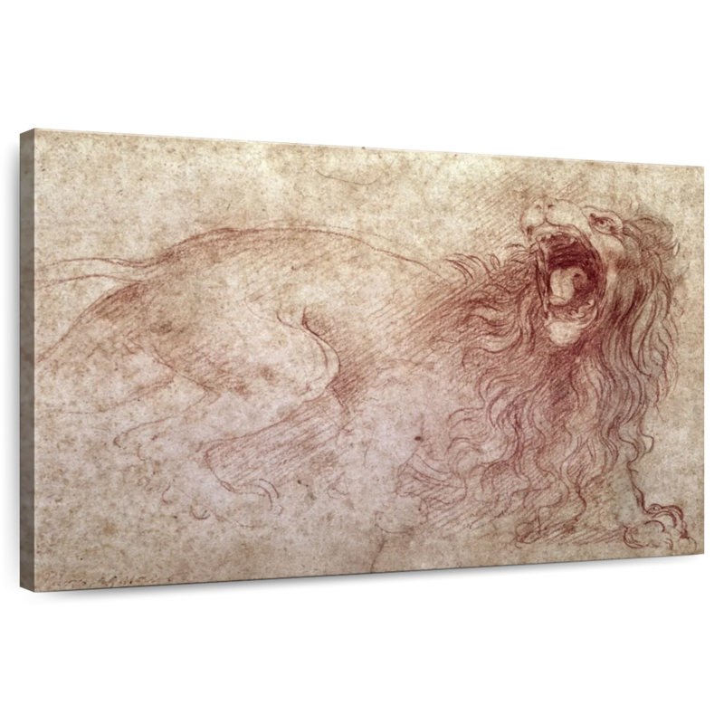 Esquisse d'un lion rugissant, H 32 po x l 48 po