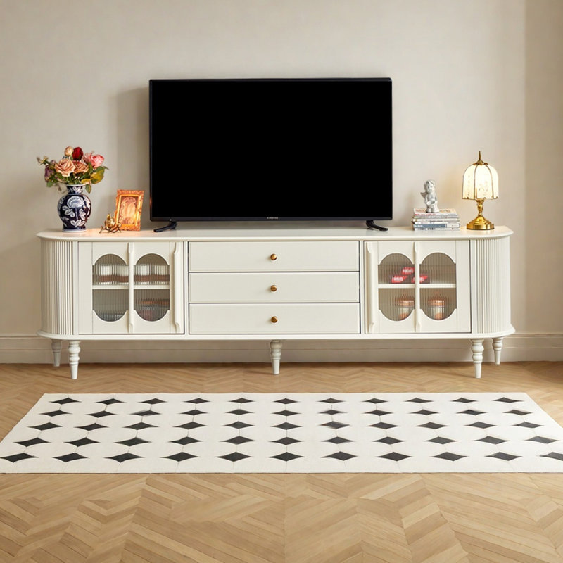 Meuble télé en bois de noyer de style français, H 25,2 po x L 78,74 po x l 15,75 po