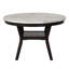 Round Faux Marble Top Solid Wood Base Dining Table