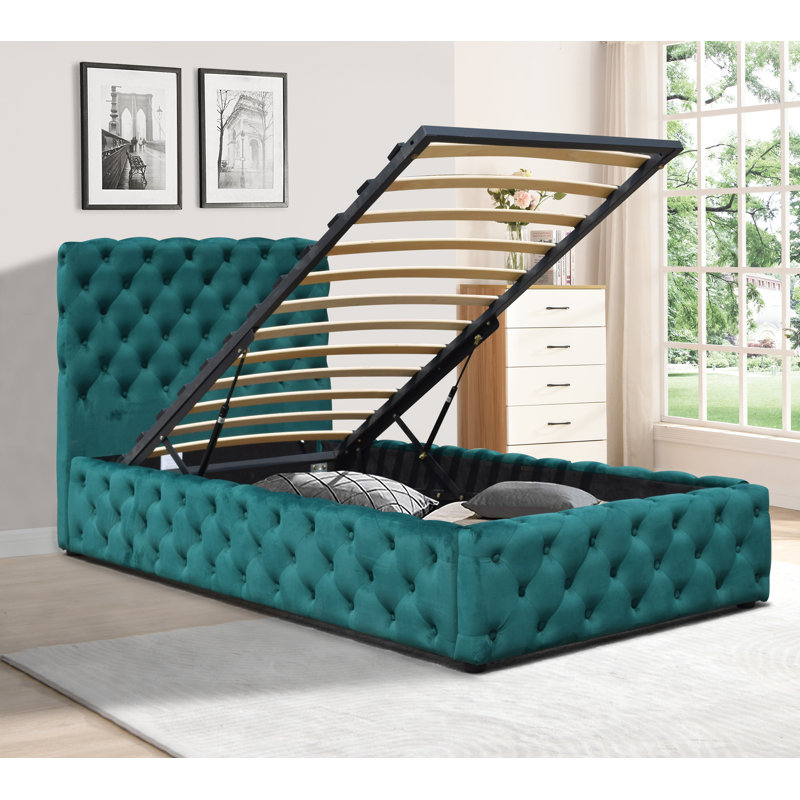 Maddison Upholstered Ottoman Storage Bed, Green