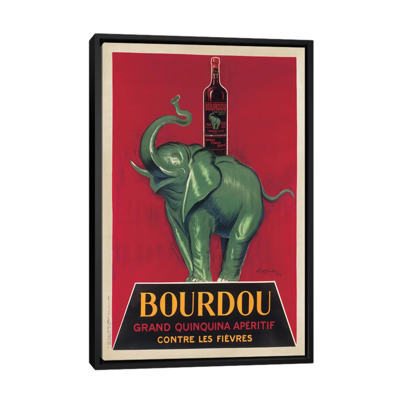 « bourdou » par leonetto, cappiello affiche, impression sur toile, Toile avec cadre flottant noir, Pas de tapis