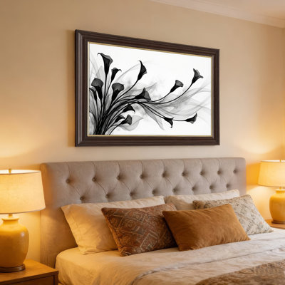 Art mural antique sur toile encadré doré pour le salon, la chambre à coucher, le bureau ou le vestibule - décoration murale décorative avec motif floral abstrait