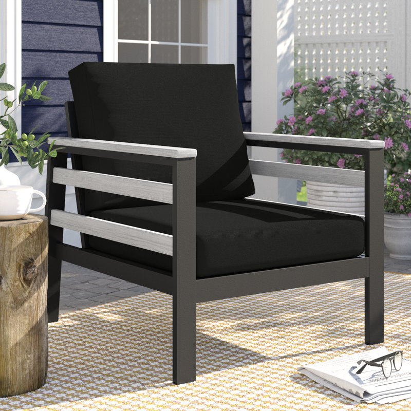 Townsend Patio Chair with Sunbrella® Cushions, Canvas Black Sunbrella® Canvas, White/Dark Gray