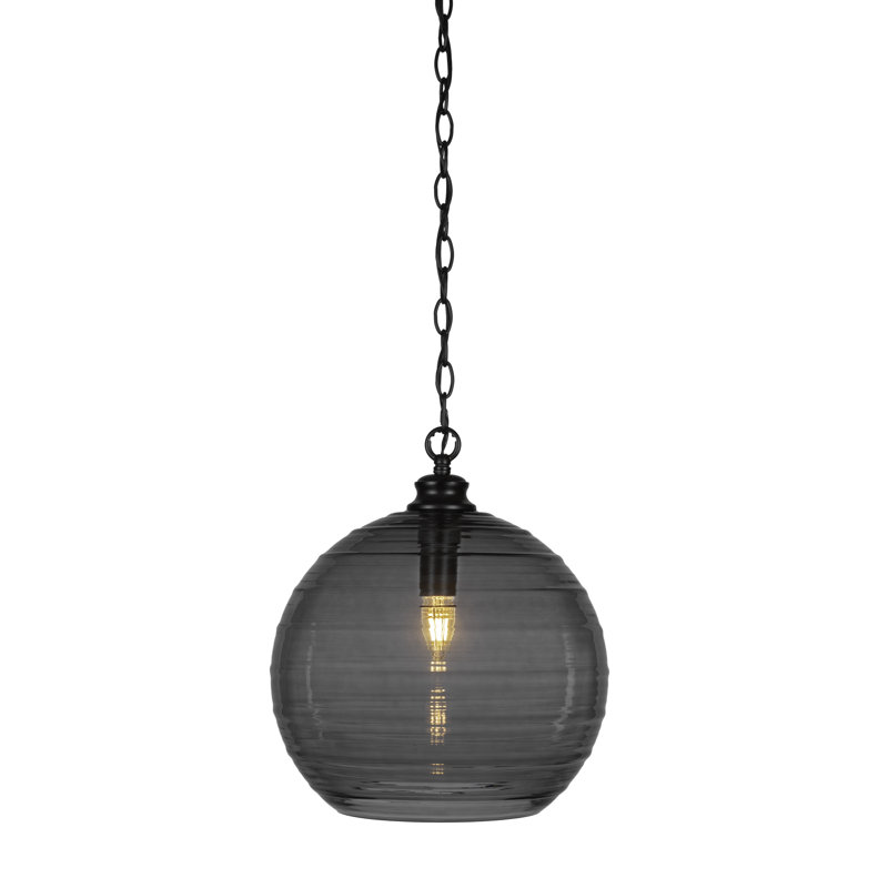 Luminaire suspendu à 1 lumière Malena, Noir, Gris, H 91 po x l 14 po x P 14 po