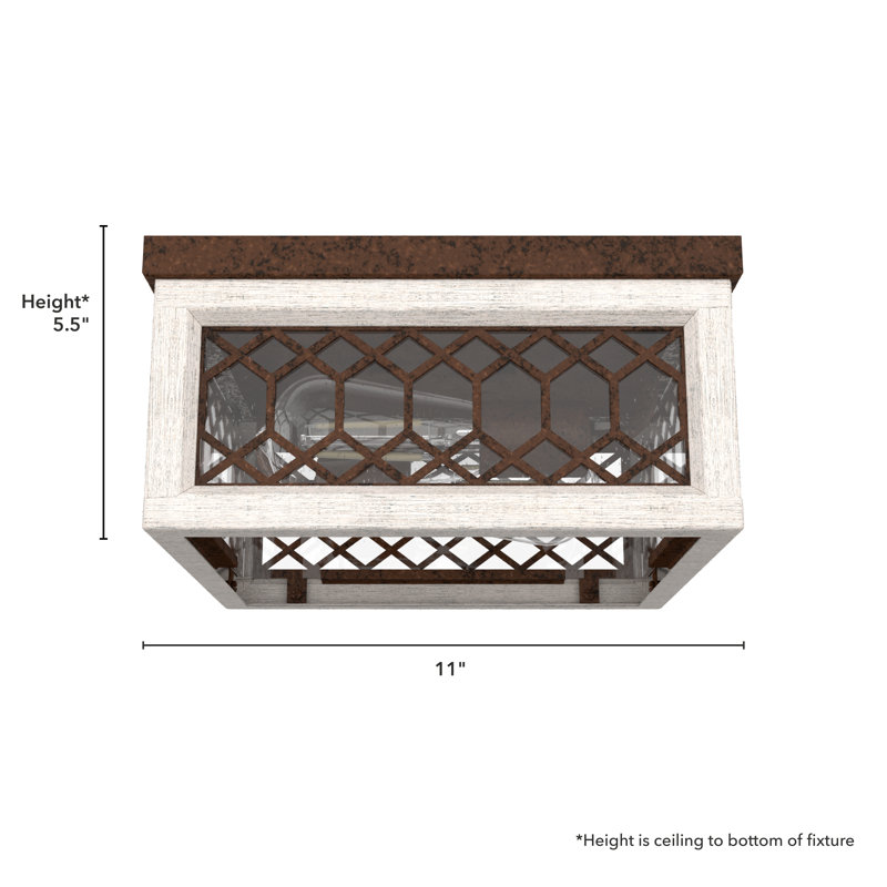 2 Light 11" Flush Mount, Textured Rust