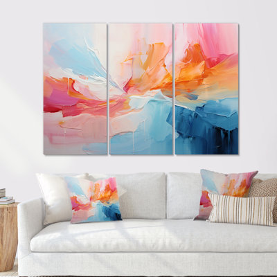 «Pink Bliss Sunset Celebration», ensemble de décorations murales abstraites