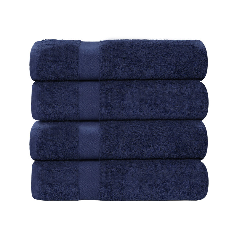 Lightweight Cotton Quick-Drying Bathroom Towel Set, Blue, Bath Towel - 4 Pack