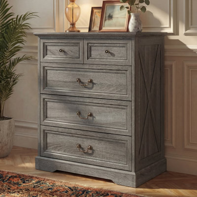 5 Drawers Rustic Accent Chest Cabinet