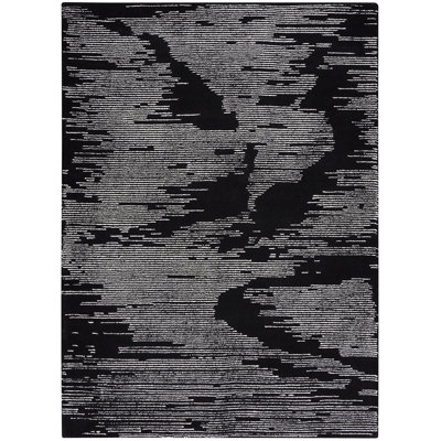 Abstract Area Rug in Black/Ivory