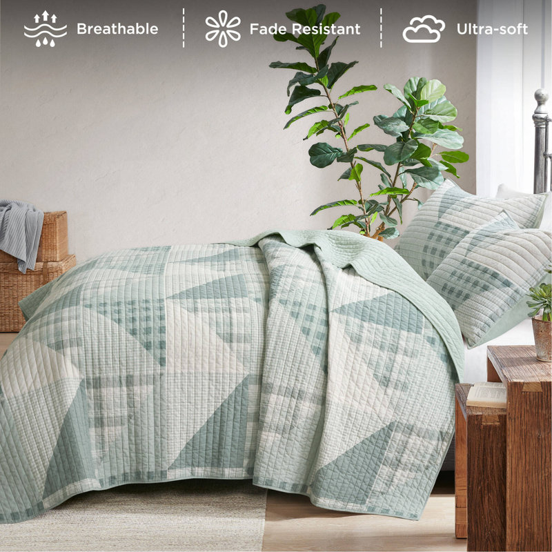 Mini ensemble de couvre-lit 3 pièces, King Coverlet + 2 Shams, Green