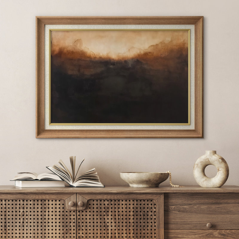 Œuvre encadrée de qualité supérieure - reproduction d'art abstrait pour décoration de salon - 26 po x 36 po, Naturel