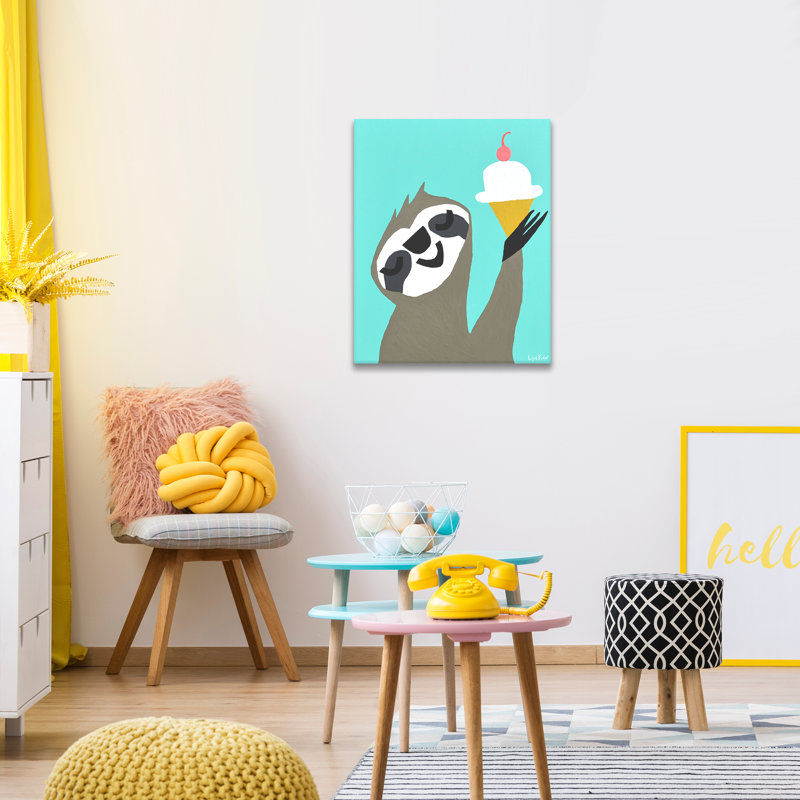 « fiesta sloth », art sur toile Mccane, H 30 po x l 20 po x P 1,5 po