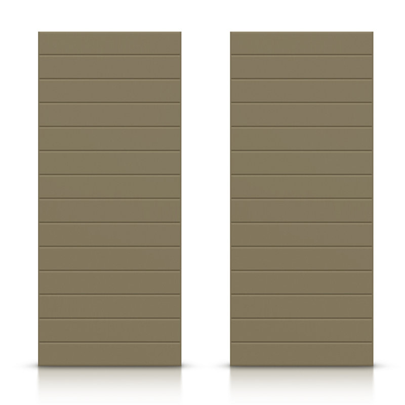 Portes de placard coulissantes à panneaux en bois manufacturé, Vert olive, 48 po x 84 po
