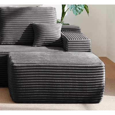 Confort - Méridienne réversible grise orientée, aucun assemblage requis, 373 001, velours côtelé, méridienne de luxe d'une largeur de 29,11 po, douceur de la chambre à coucher d'une profondeur de 36,12 po