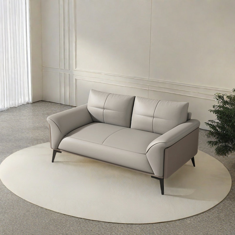 Canapé décontracté de style européen, H 33,86 po x l 62,99 po x P 34,65 po, Brun / similicuir blanc cassé