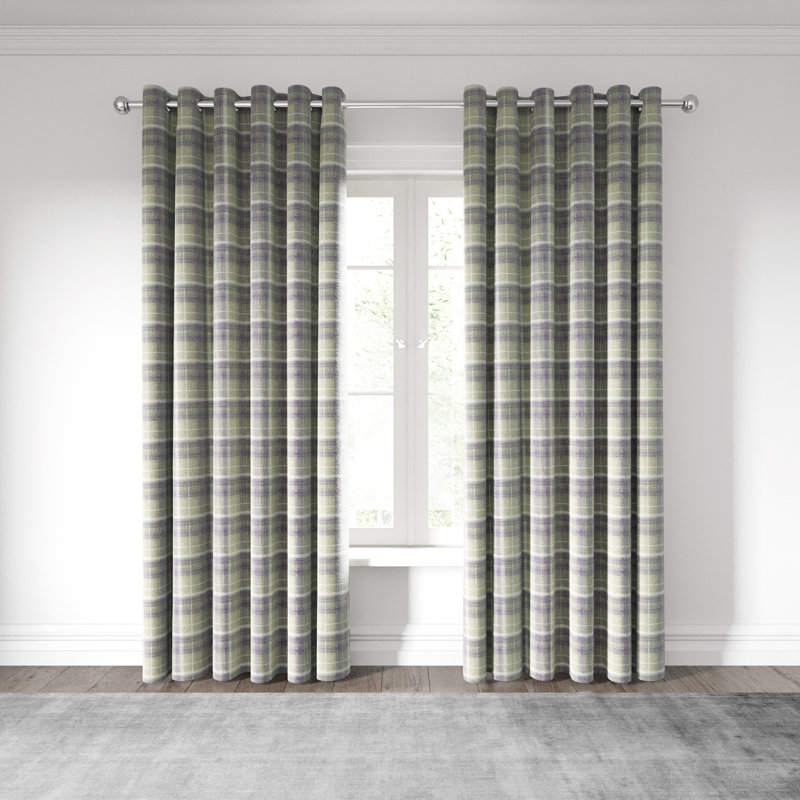 Harriet Lined Eyelet Room Darkening Curtains, Width 228 x Drop 228cm, Grape/Linen