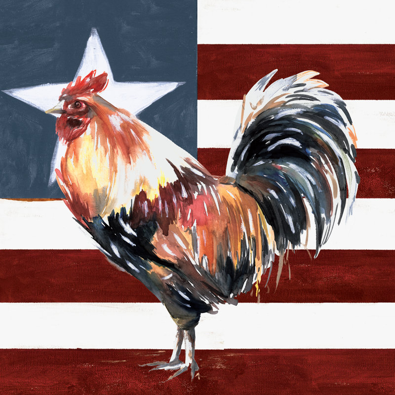 Coq patriotique, H 12 po x l 12 po, Non, Cadre flottant érable