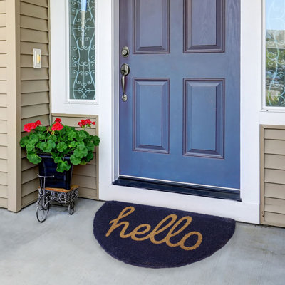 Yasiel Cursive Hello Coconut Coir Entryway Doormat