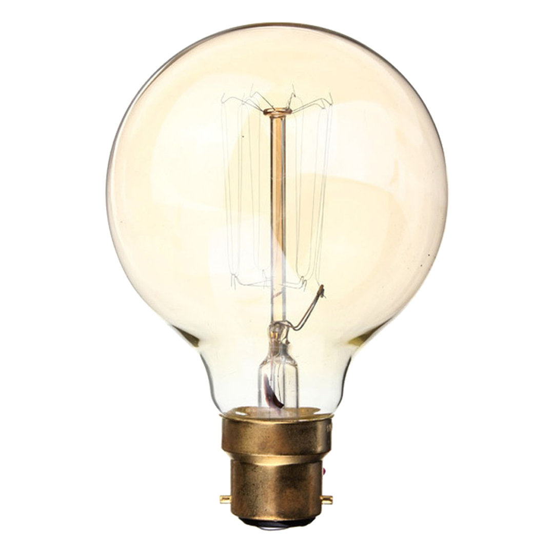 BA22d Dimmable Incandescent Vintage Edison Globe Light Bulb Amber