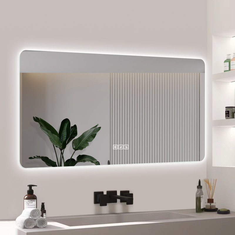 Adalard LED Frameless Bathroom Vanity Mirror 48'' x 24'' with Anti-Fog and Color Changing Light