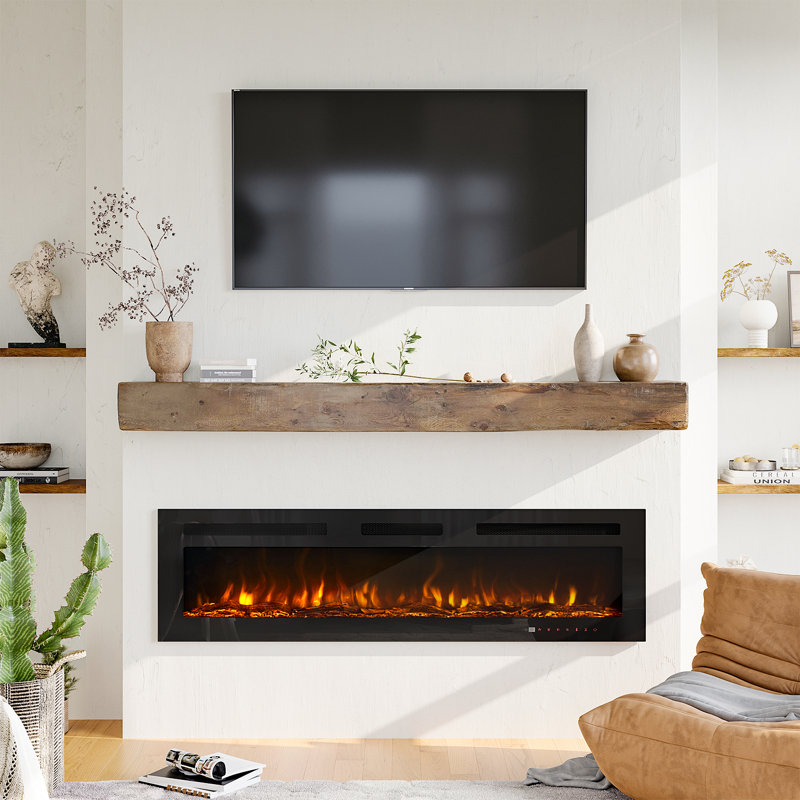 Acoidan Recessed and Wall Mounted Electric Fireplace, Black, 16.9" H x 60" W x 4.1" D