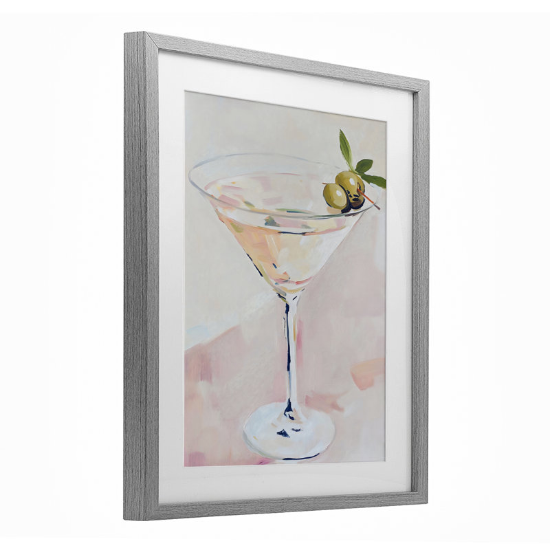 «Pastel Martini with Olive Garnish», reproduction imprimée sous verre, conception de The Prints Vibe, 21 x 17